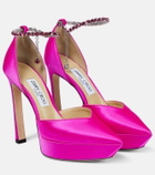 Jimmy Choo Saeda 125 embellished satin platform pumps