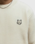 Maison Kitsune FOX HEAD WOOL RIBBED JUMPER Beige Mens Pullover