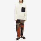 JW Anderson Men's Patch Pocket Turtleneck Jumper in Off White/Black