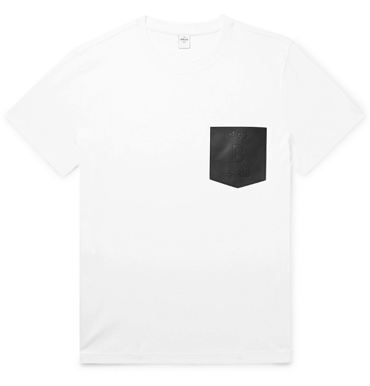 Photo: Berluti - Leather-Trimmed Cotton-Jersey T-Shirt - White
