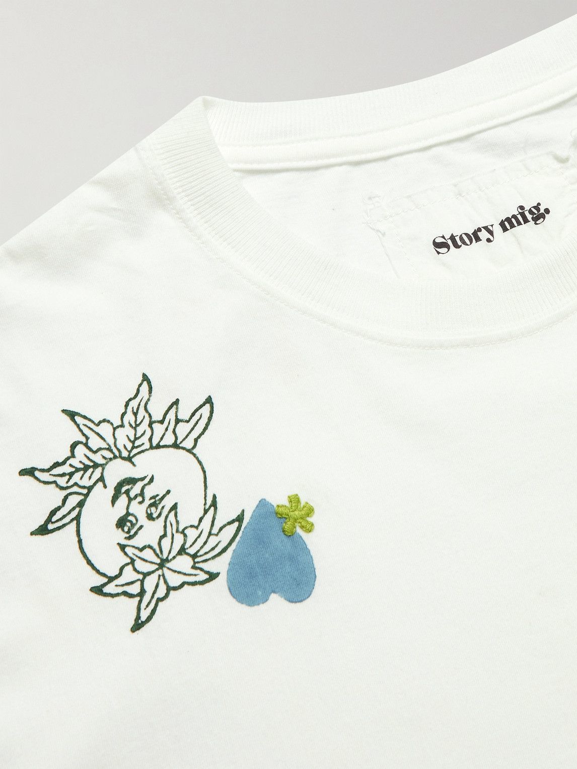 Story Mfg. - Grateful Embroidered Printed Cotton-Jersey T