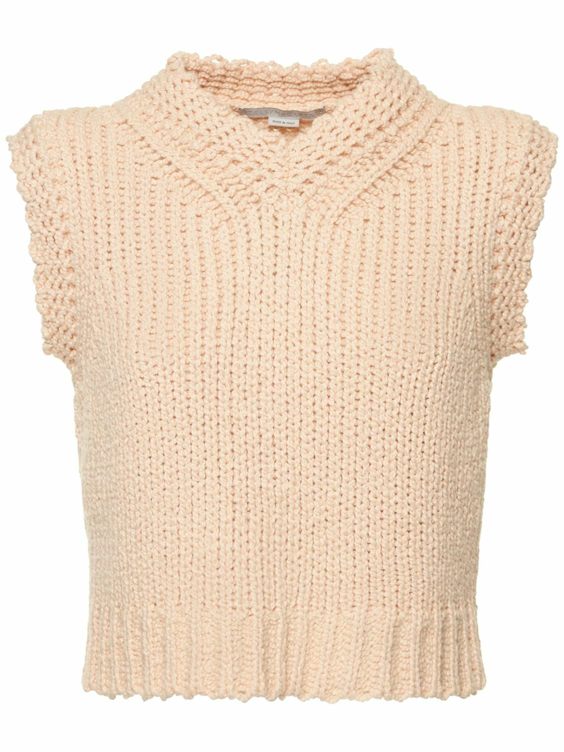Photo: STELLA MCCARTNEY - Cotton Open Knit V Neck Crop Vest