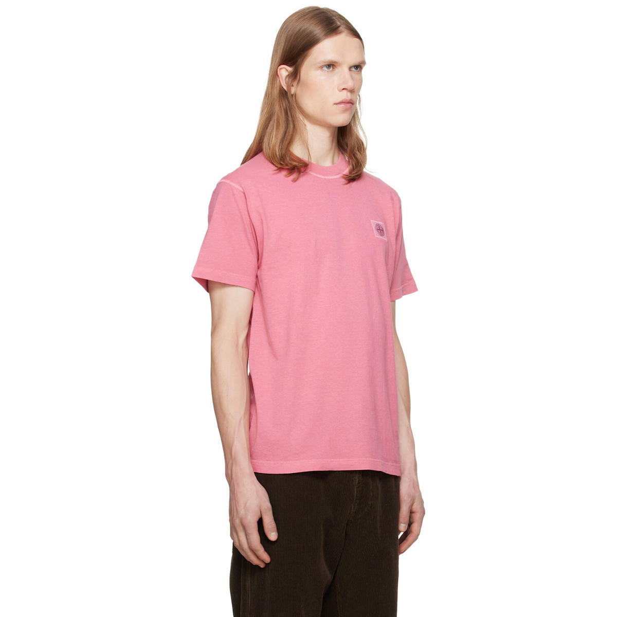 Stone Island Pink 2100026 Organic Cotton Jersey 'Fissato' T-shirt