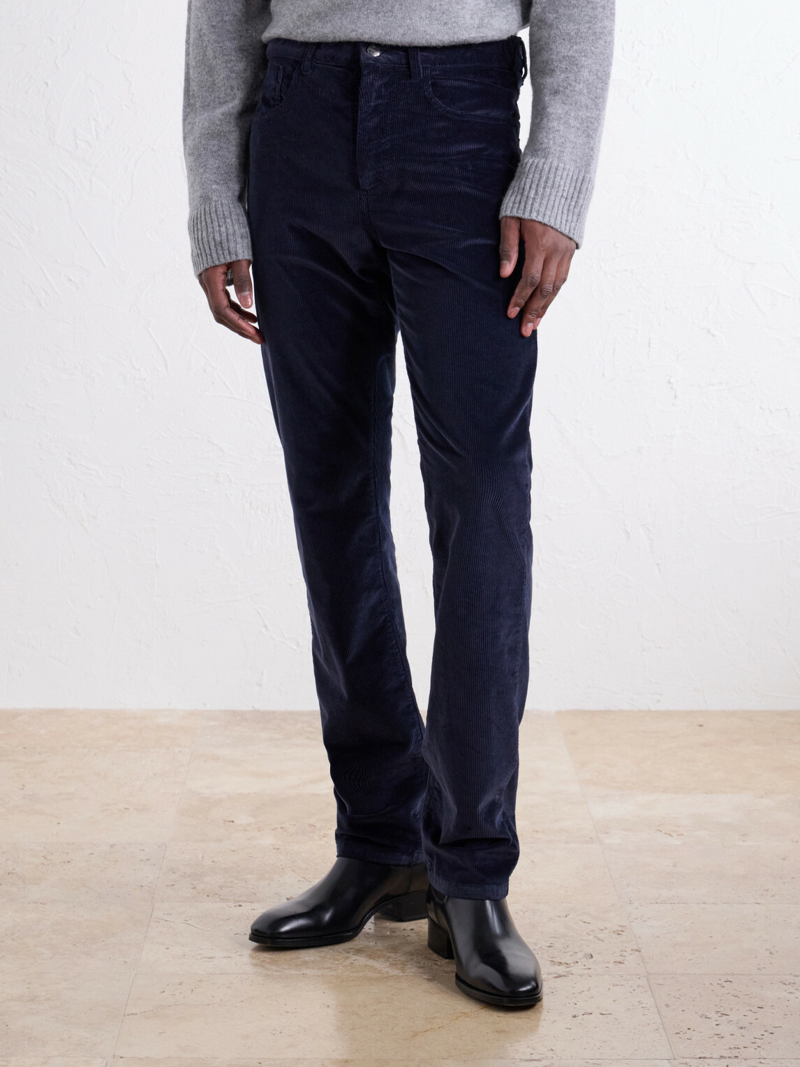 Canali - Tapered Cotton-Blend Corduroy Trousers - Blue