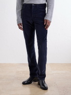 Canali - Tapered Cotton-Blend Corduroy Trousers - Blue