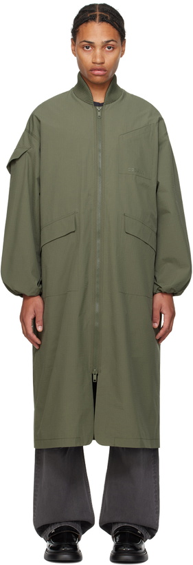 Photo: GANNI Green Oversized Shell Coat & Vest Set
