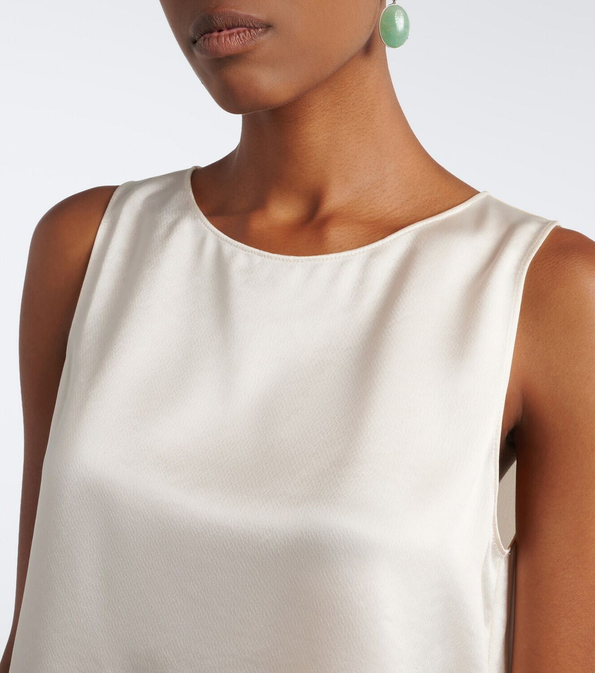Leset Barb lace-trimmed satin crop top