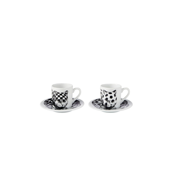 Photo: Fornasetti High Fidelity set of 2 porcelain cups and saucers