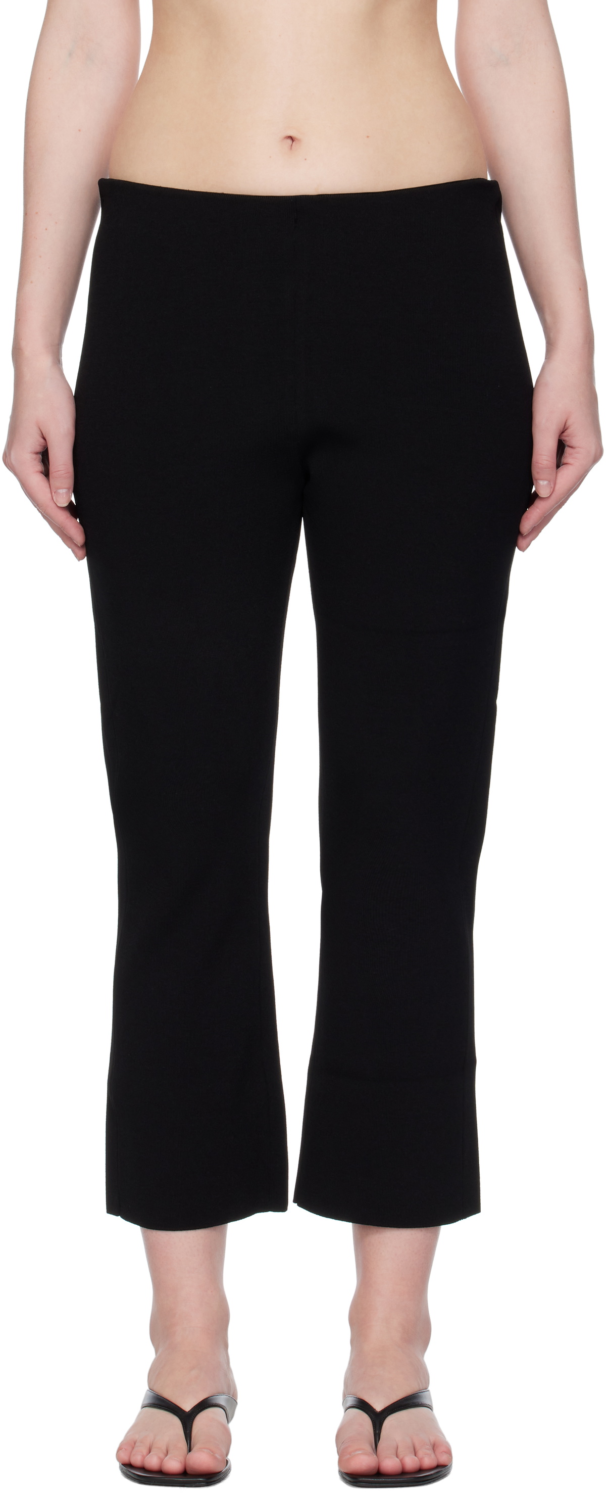 AMOMENTO Black Knit Capri Leggings