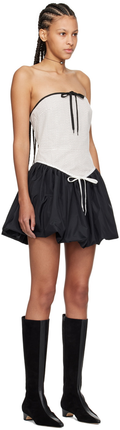 FIDAN NOVRUZOVA Black & White Charlotte Faux-Leather Minidress