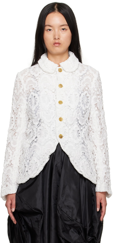 Photo: Comme des Garçons Comme des Garçons White Floral Jacket
