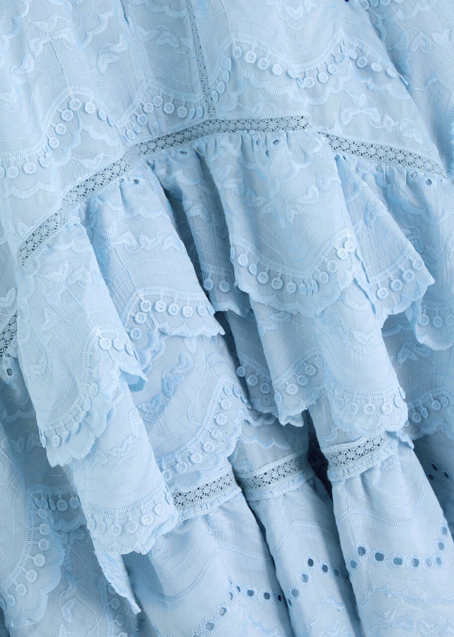 Lug Von Siga Kirke Embroidered Cotton-blend Blouse Blue