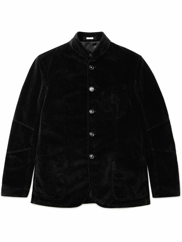 Photo: Massimo Alba - Gtaad Nehru-Collar Cotton-Velvet Jacket - Black