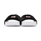 Baja East Black and White Fila Edition Shearling Drifter Slides