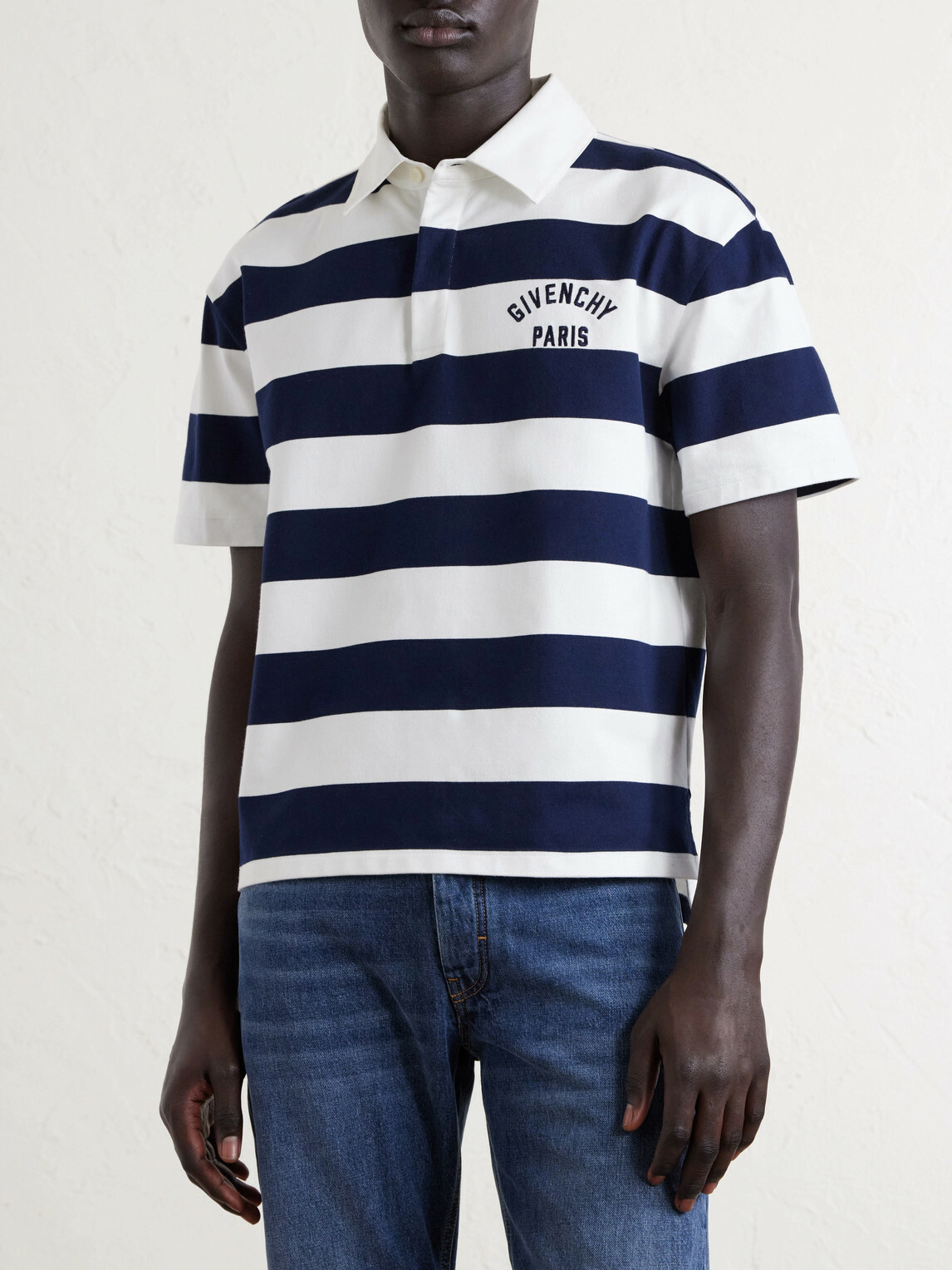 Givenchy - Logo-Embroidered Striped Cotton Polo Shirt - Blue