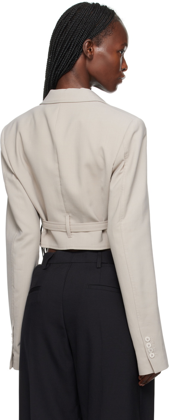 Dion Lee Gray Interlock Cropped Blazer