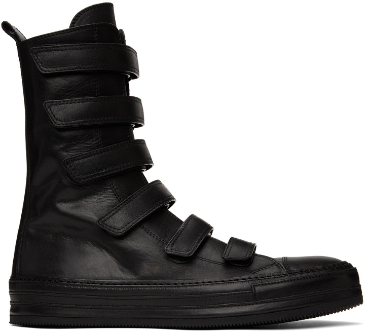 Photo: Ann Demeulemeester Black Leather Velcro High-Top Sneakers