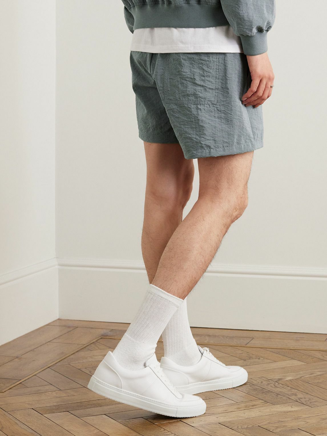 SSAM - Straight-Leg Silk-Blend Shorts - Gray