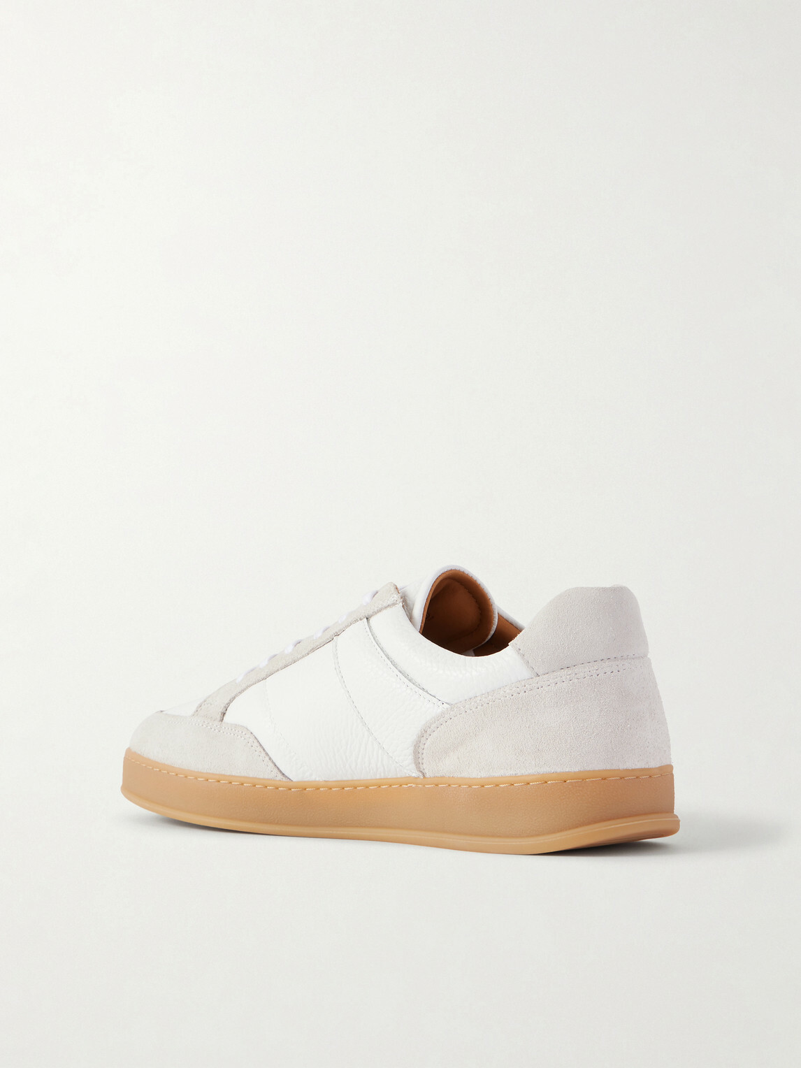 Mr P. - Colour-Block Suede and Leather Sneakers - White