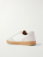 Mr P. - Colour-Block Suede and Leather Sneakers - White
