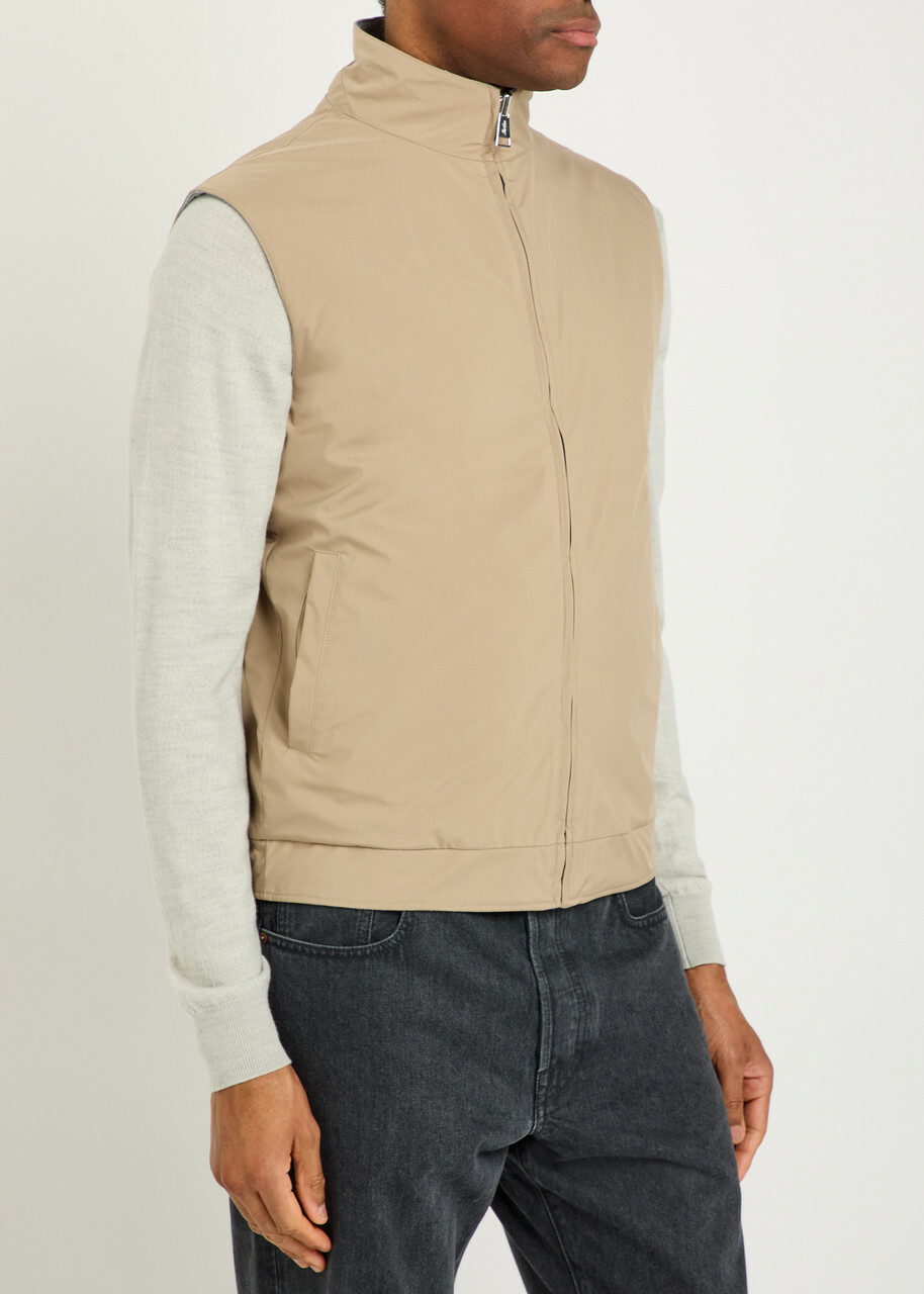Aurélien Quilted Reversible Shell Gilet Beige
