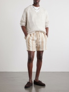 Kardo - Olbia Straight-Leg Striped Cotton Drawstring Shorts - Neutrals