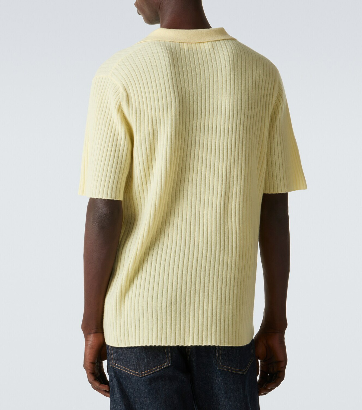 Arch4 Ribbed-knit cashmere polo shirt