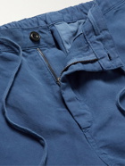 Hartford - Tanker Garment-Dyed Cotton and Linen-Blend Drawstring Trousers - Blue