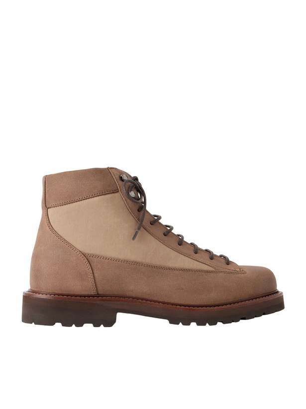 Photo: Brunello Cucinelli - Nylon-Trimmed Suede Hiking Boots - Brown