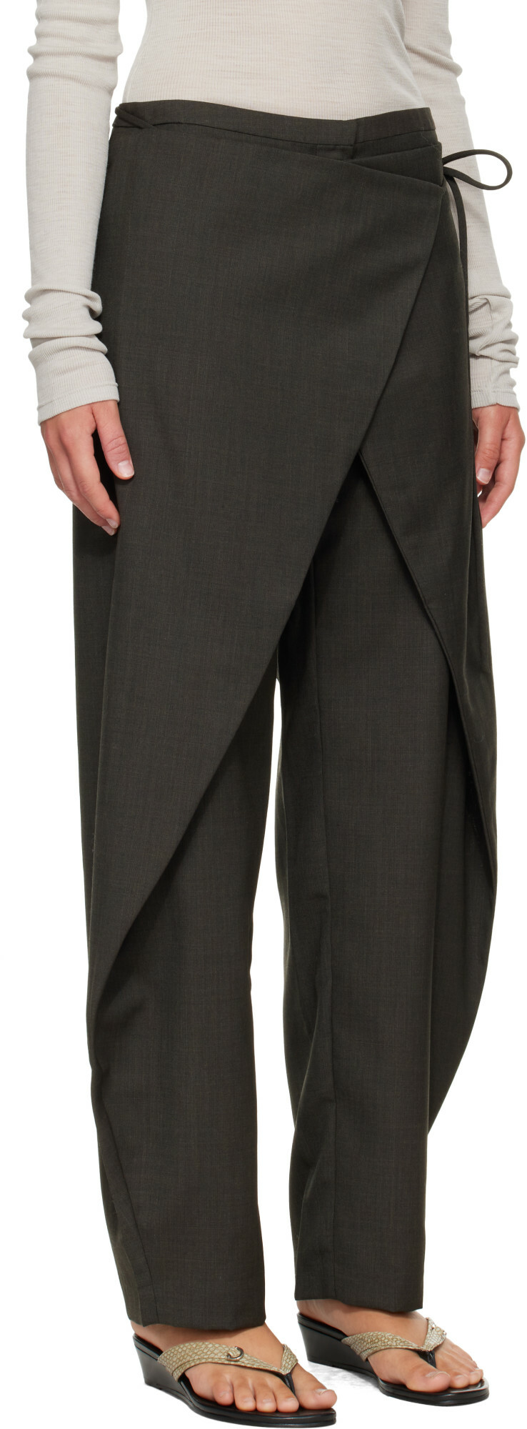 St. Agni Gray Wrap Rouleau Trousers