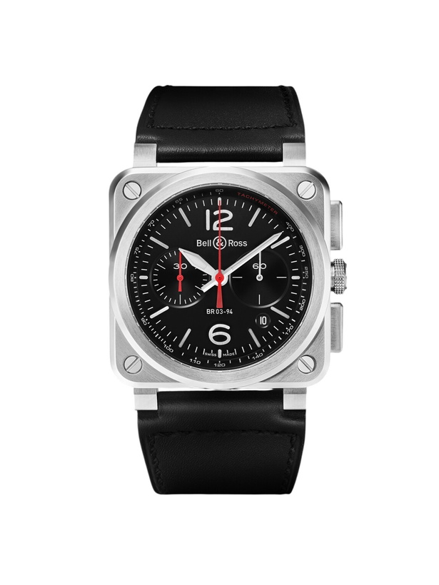 Photo: Bell & Ross - BR 03 Automatic Chronograph Stainless Steel Watch, Ref. BR0394-BLC-ST/SCA