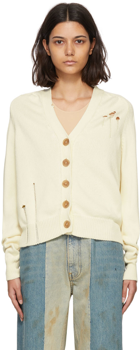 Maison Margiela Off-White Cotton Cardigan Maison Margiela