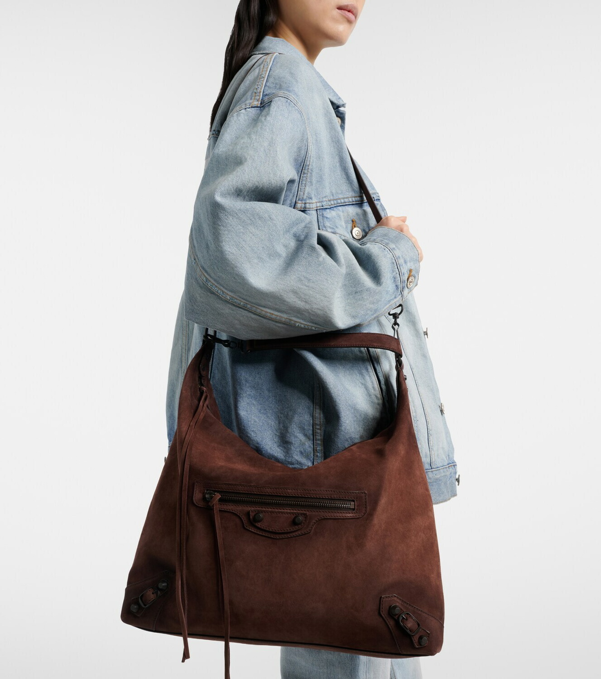 Balenciaga Le City suede shoulder bag