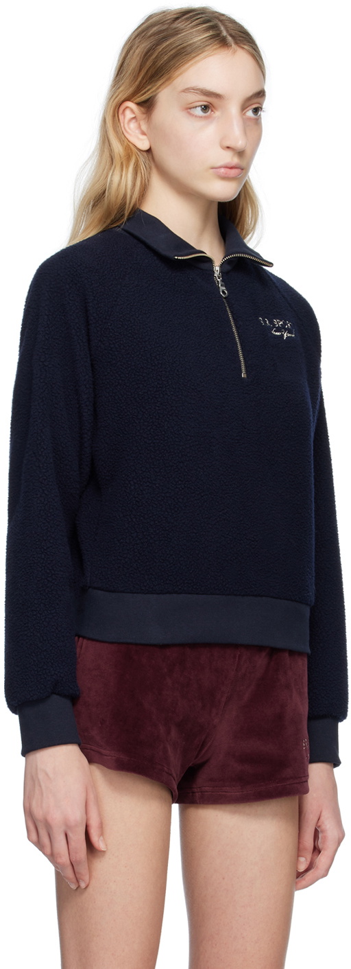 Sporty & Rich Navy ZipUp Sweater Sporty & Rich