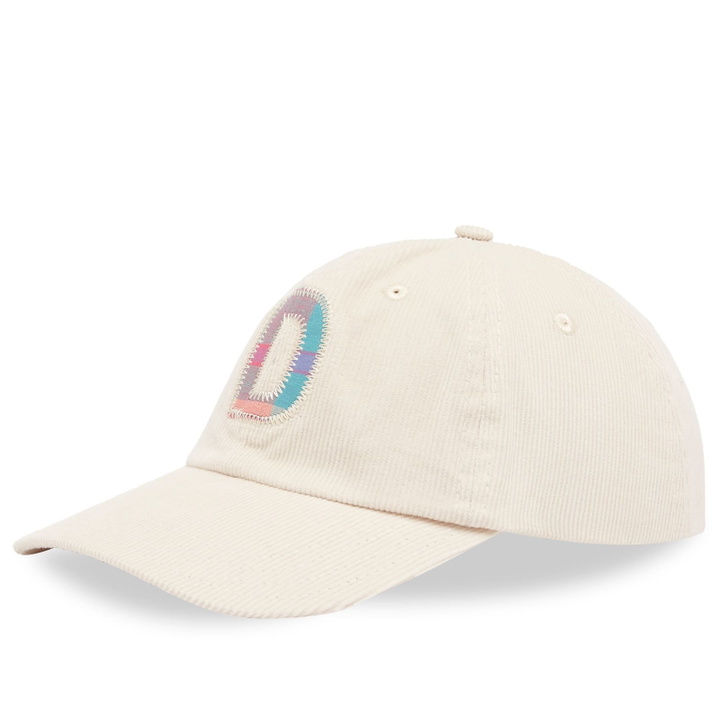 Photo: Drake's Men's Applique Logo Linen Baseball Cap in Ecru 