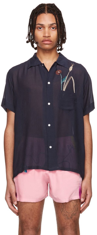 Photo: Sky High Farms Navy Viscose Short Sleeve Shirt