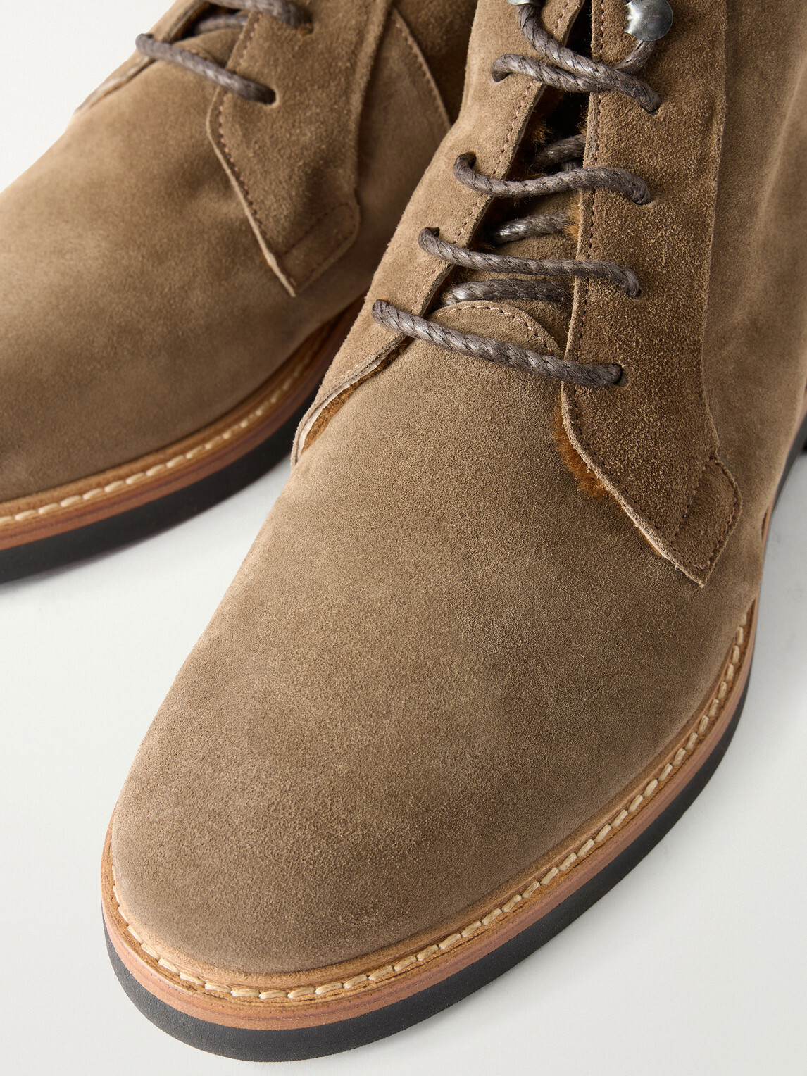 Mr P. - Shearling-Lined Suede Lace-Up Boots - Neutrals