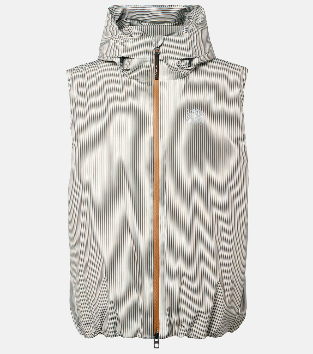 Loewe x On hooded striped puffer vest