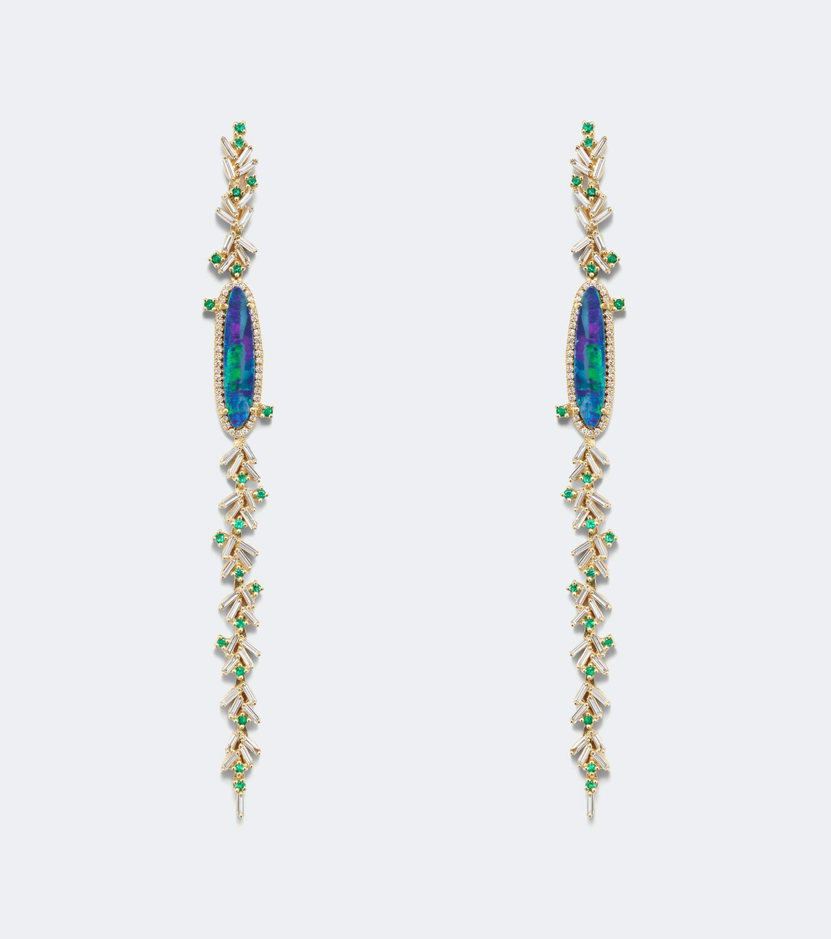 Suzanne Kalan 18kt gold drop earrings with gemstones