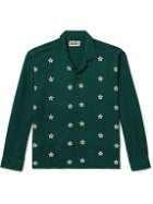 Karu Research - Camp-Collar Embellished Embroidered Cotton Shirt - Green