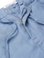 FRESCOBOL CARIOCA - Felipe Linen and Cotton-Blend Drawstring Shorts - Blue