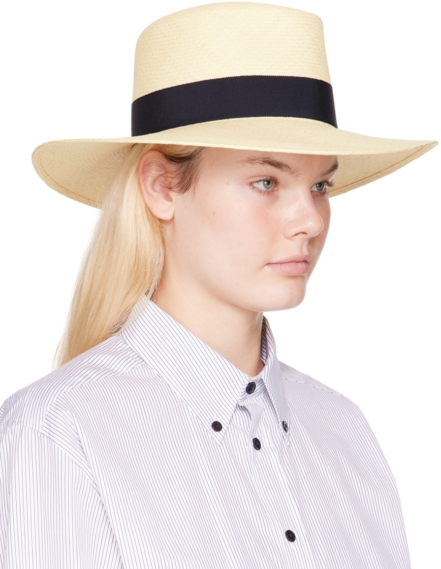 Maison Michel Beige & Navy Charles Fedora