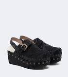 Mou Shearling-lined calf hair clogs