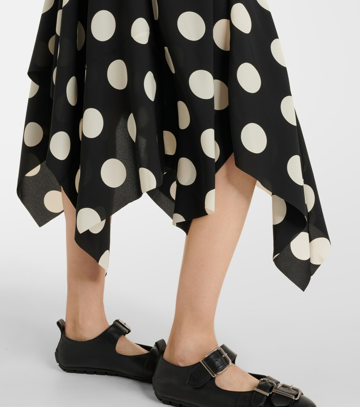 Junya Watanabe Lace-trimmed polka-dot midi dress