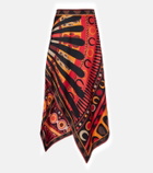 Pucci Soleil asymmetric silk twill midi skirt
