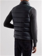 TOM FORD - Slim-Fit Leather-Trimmed Quilted Shell Down Gilet - Blue