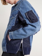 Sacai - Denim and Nylon-Twill Bomber Jacket - Blue