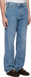 Moschino Blue Laurel Crown Emblem Jeans