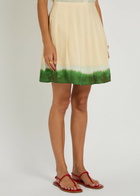Vince Dip-dye Pleated Woven Mini Skirt Cream