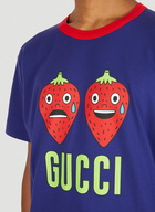 Strawberry Print Hollywood T-Shirt in Blue